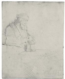 Rembrandt Harmensz. van Rijn - Old Man In Meditation, Leaning On A Book (B., Holl. 147; H. 218; Bb. 45-4)