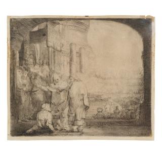 Rembrandt Harmensz van Rijn - Peter and John Healing the Cripple at the Gate of the Temple