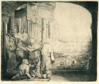 Rembrandt Harmensz. van Rijn - Petrus und Johannes heilen den Lahmen an der Pforte des Tempels