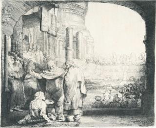 Rembrandt Harmensz. van Rijn - Petrus und Johannes heilen die Lahmen an der Pforte des Tempels