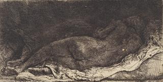 Rembrandt Harmensz van Rijn - Reclining Female Nude (La negresse couché)