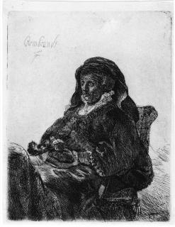 Rembrandt Harmensz. van Rijn - Rembrandts Mutter mit dunklen Handschuhen.