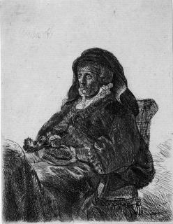 Rembrandt Harmensz. van Rijn - Rembrandts Mutter mit dunklen Handschuhen.