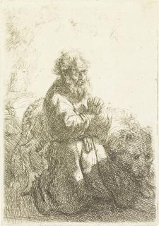 Rembrandt Harmensz. Van Rijn - Saint Jerome kneeling in Prayer, looking down (B., Holl. 102; H.140)