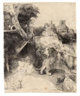 Rembrandt Harmensz. Van Rijn - Saint Jerome reading in an Italian Landscape