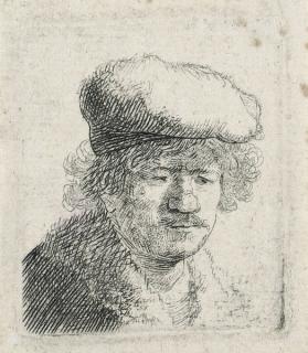 Rembrandt Harmensz. Van Rijn - Self-Portrait with Cap pulled forward (B., Holl. 319; H. 58)