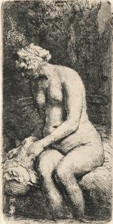 Rembrandt Harmensz. van Rijn - Sitzende Frau mit den Füßen im Wasser