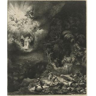 Rembrandt Harmensz. van Rijn - The Angel Appearing To The Shepherds (B., Holl. 44; H. 120; Bb. 34-J)