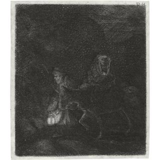 Rembrandt Harmensz. Van Rijn - The Flight Into Egypt: A Night Piece (B., Holl. 53; H. 253; Bb. 51-E)