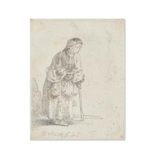 Rembrandt Harmensz van Rijn - Vieille Mendiante appuyée sur sa canne, circa 1646