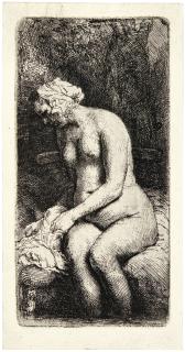 Rembrandt Harmensz. Van Rijn - Woman Bathing Her Feet At A Brook (B., Holl. 200; New Holl. 309; H. 298)