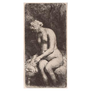Rembrandt Harmensz van Rijn - Woman Bathing Her Feet at a Brook