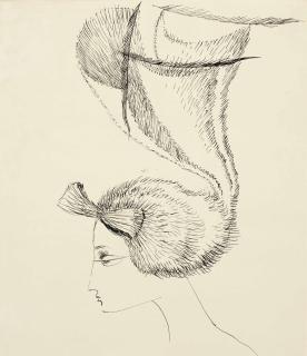 Remedios Varo - Perfil de mujer con sombrero Art Nouveau