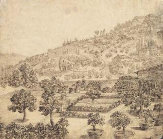 Remigio Cantagallina - A view of an enclosed garden on the Tuscan hills