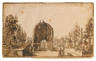 Remigio Cantagallina - Figures In An Ornamental Garden