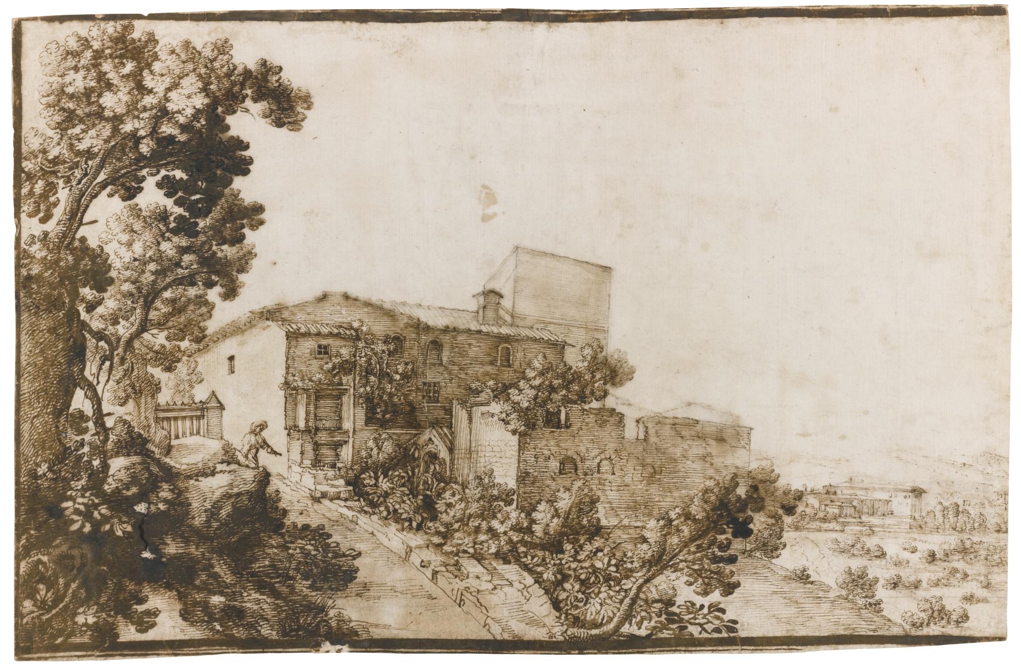 Remigio Cantagallina - Landscape With A House On A Hillside