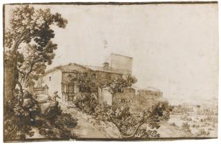 Remigio Cantagallina - Landscape With A House On A Hillside