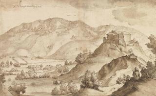Remigio Cantagallina - View Of The Countryside Around The Village Of Pratieghi, With An Artist Sketching In The Foreground