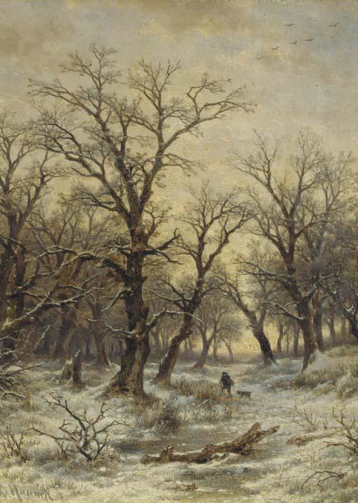Remigius Adrianus Haanen - Huntsman in a winter landscape
