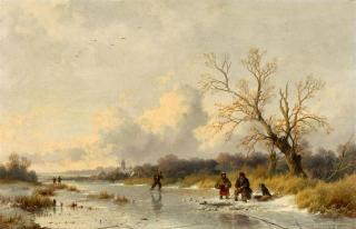 Remigius Adrianus Haanen - Winterlandschaft mit Schlittschuhläufern