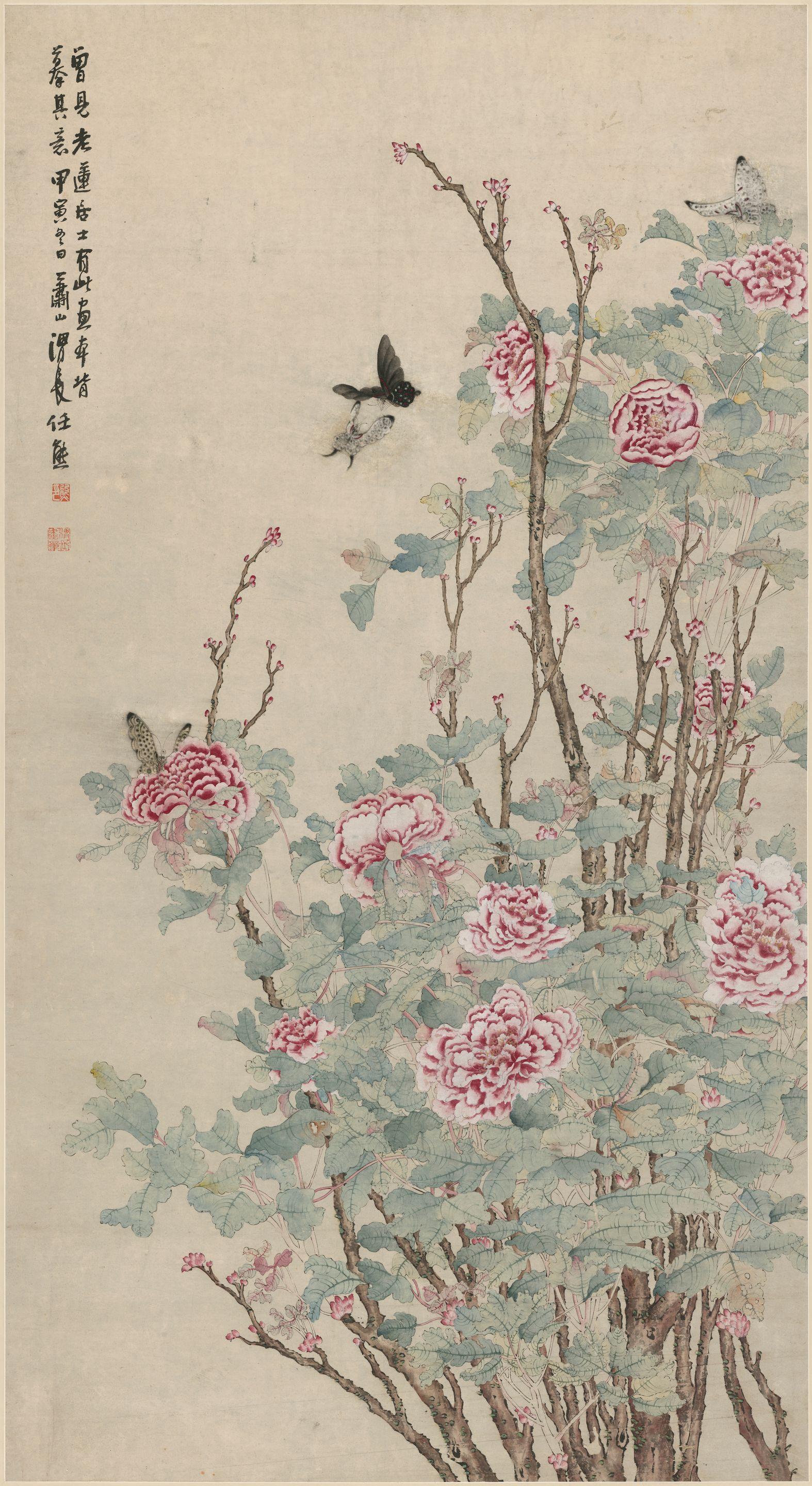 Ren Xiong - Peonies and Butterflies, 1854