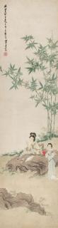 Ren Xiong - Reading under Bamboo Tree