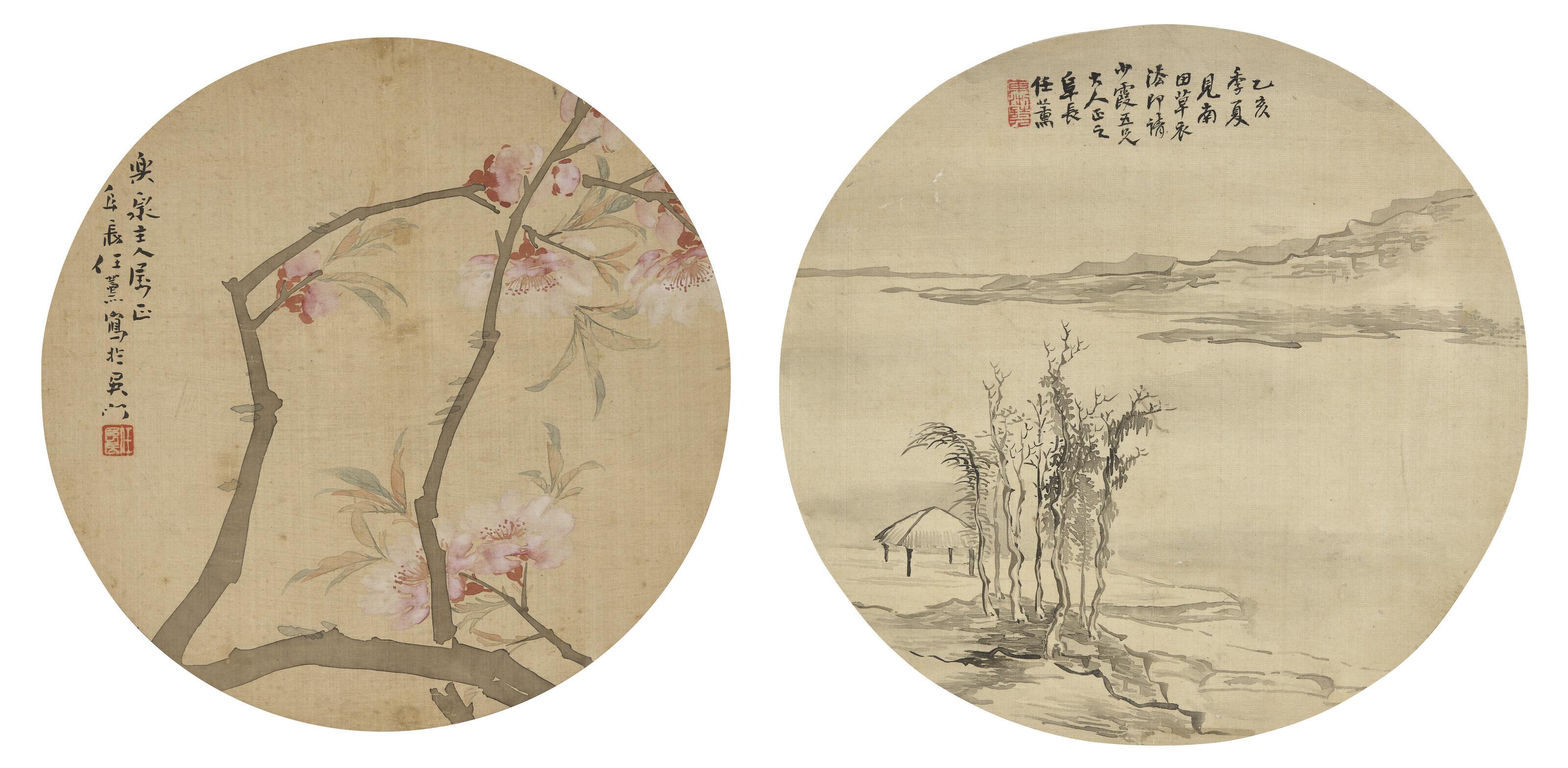 Ren Xun - Pavilion by Autumn River / Peach Blossoms