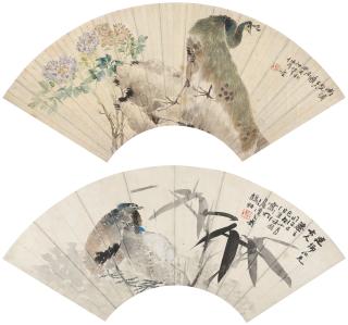 Ren Yi - Peacock, Grey Partridge And Bamboo