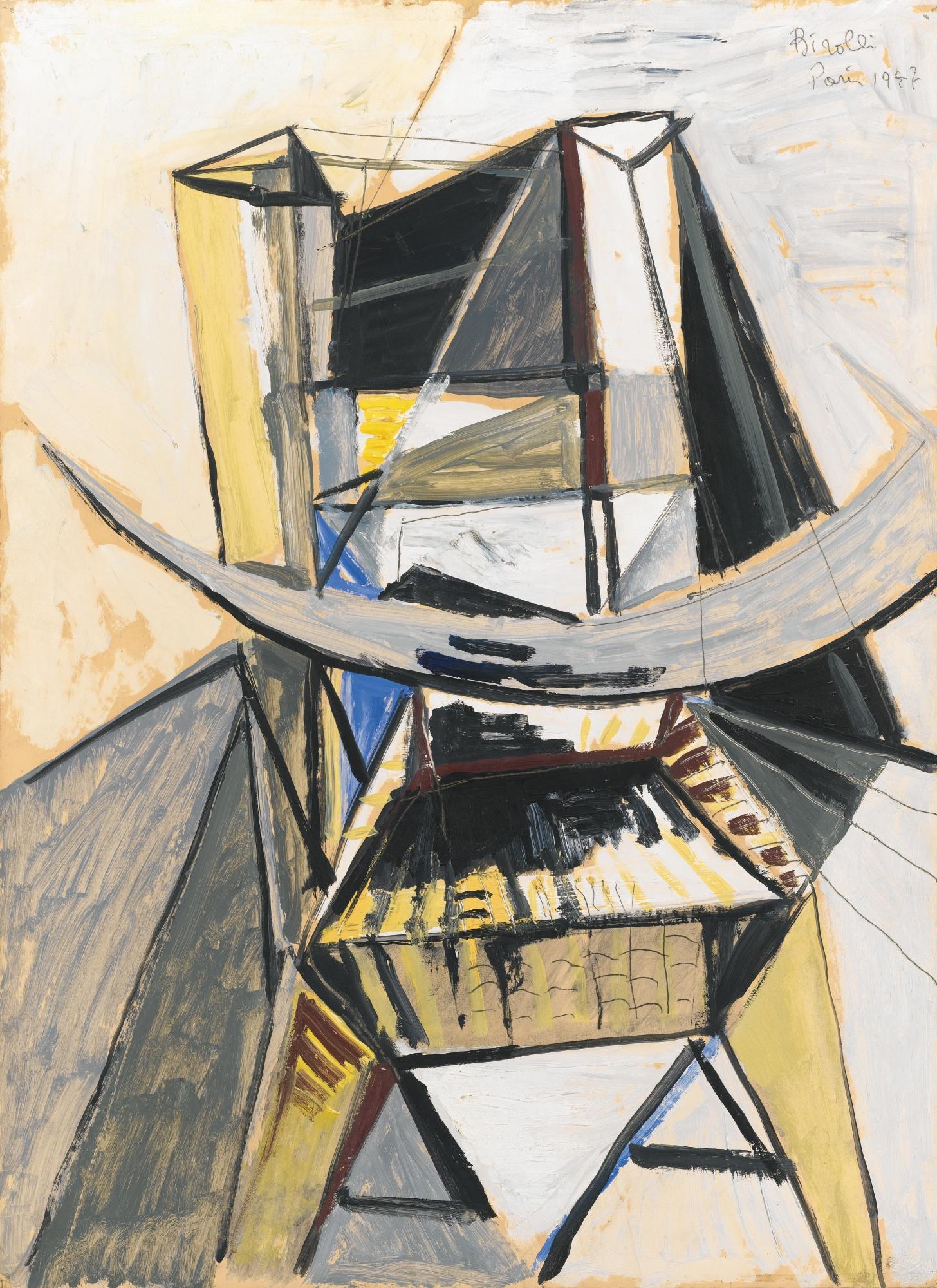 Renato Birolli - Sedia E Falce  Signed And Dated 1947, Oil On Paper Laid On Canvas