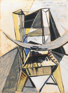 Renato Birolli - Sedia E Falce  Signed And Dated 1947, Oil On Paper Laid On Canvas