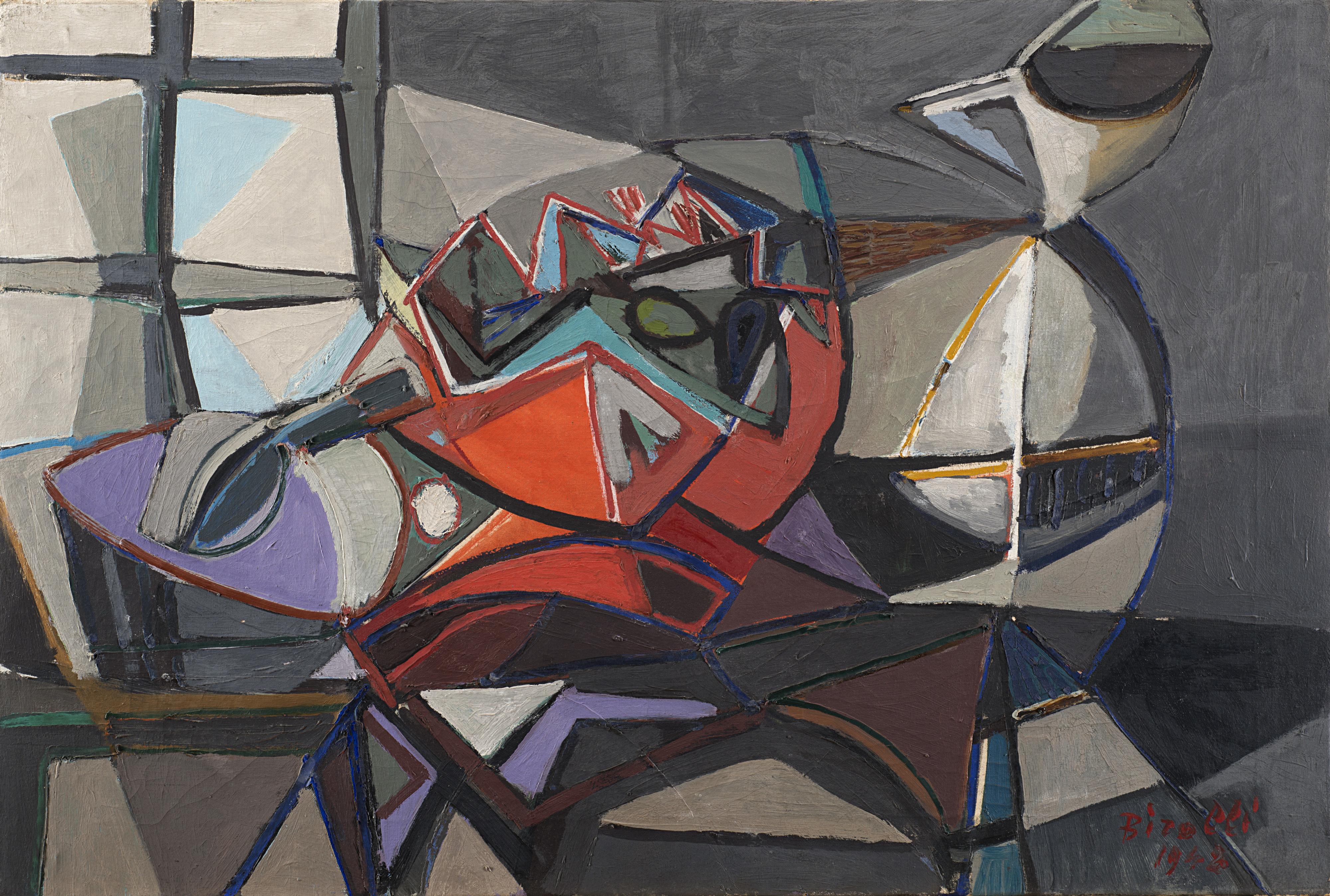 Renato Birolli - Tavola con caraffe