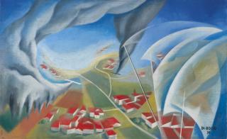 Renato Di Bosso - Discesa Sul Lagosigned And Dated 36; Signed And Titled On The Reverse, Oil On Board