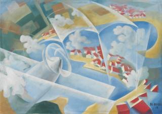 Renato Di Bosso - Sorvolando Il Lago Di Garda. Aeropittura