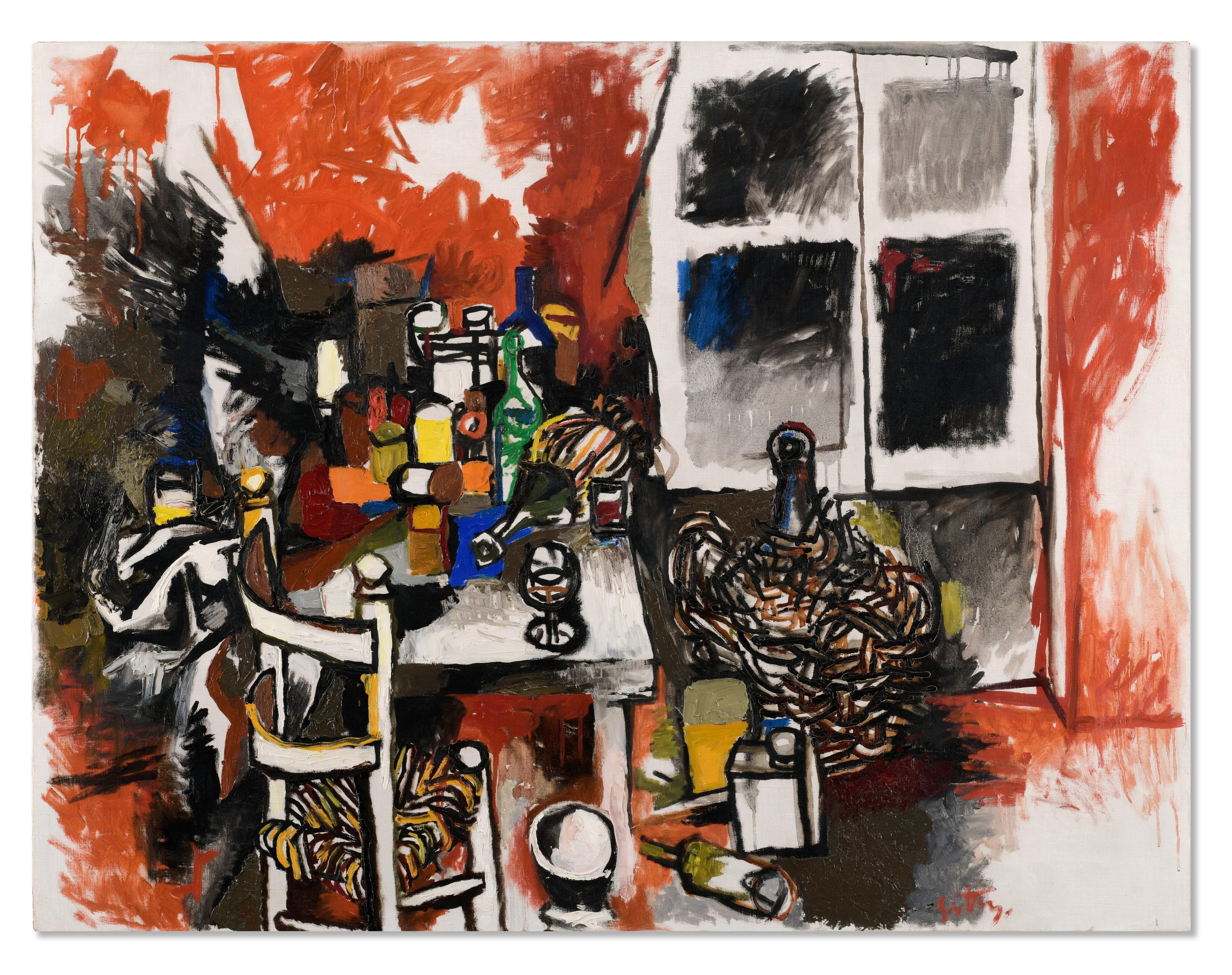 Renato Guttuso - Interno con damigiana