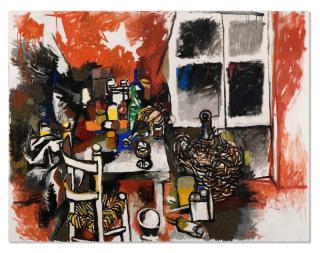 Renato Guttuso - Interno con damigiana