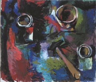 Renato Guttuso - Natura Morta Con Bicchieri E Martello