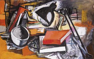 Renato Guttuso - Scrivania e libri