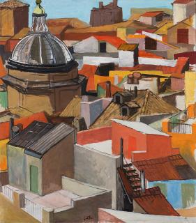 Renato Guttuso - Tetti romani del Rione Monti (Tetti di Roma e cupola della Madonna dei Monti)
