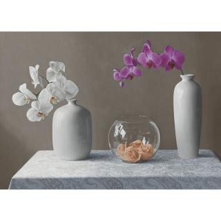Renato Meziat - White Vases With Orchids