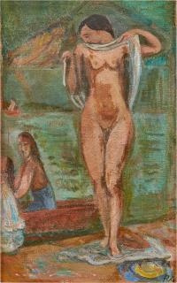 René Auberjonois - Baigneuse aux bords du lac