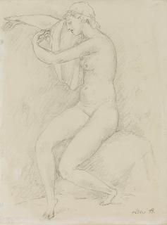 René Auberjonois - Frauenakt mit Bluse