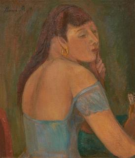 René Auberjonois - Jeune femme aux cartes de jeu