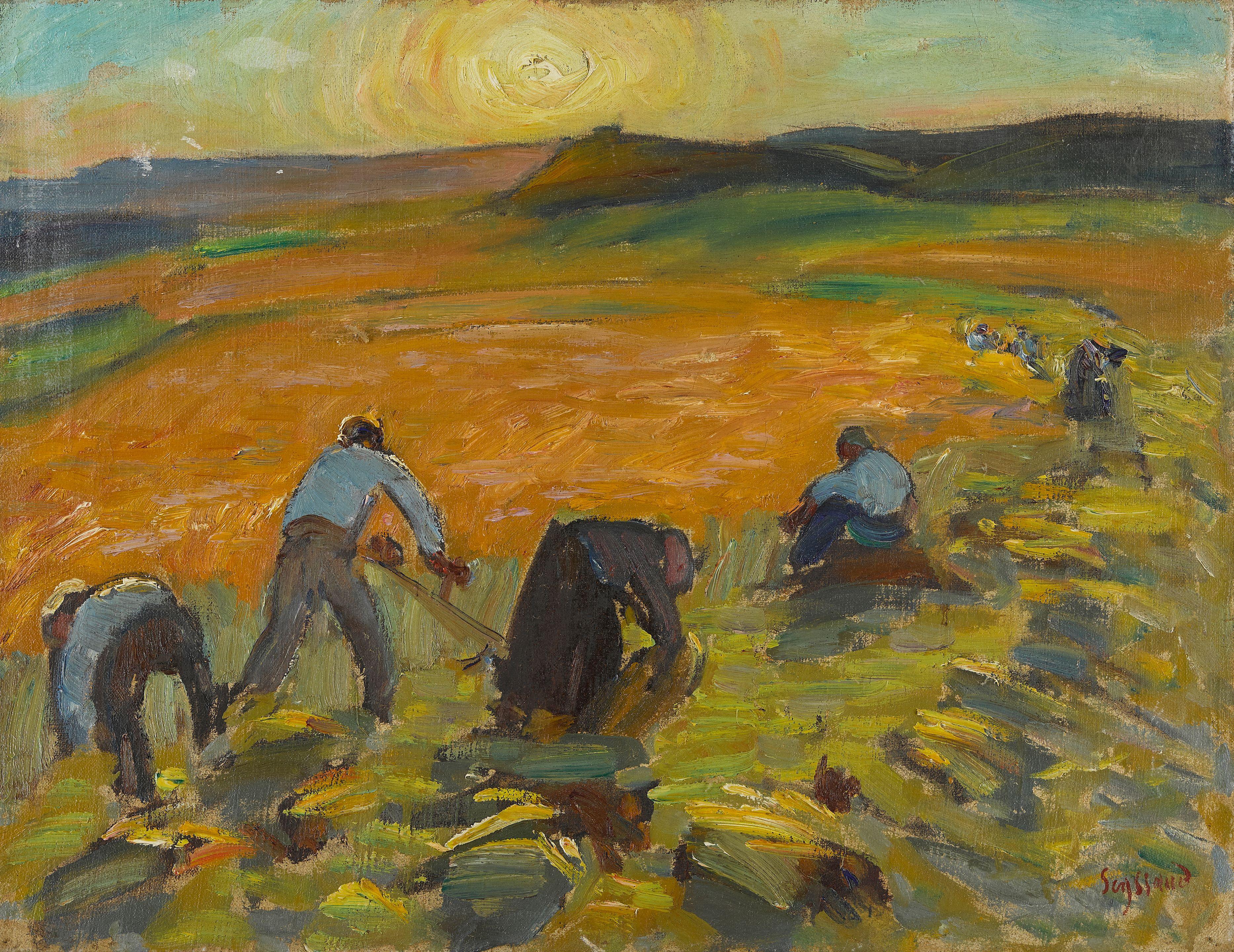 René Auguste Seyssaud - Moisson au soleil couchant
