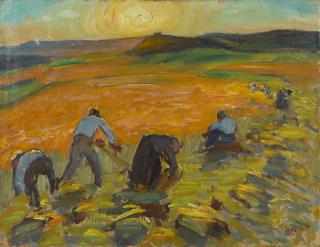 René Auguste Seyssaud - Moisson au soleil couchant