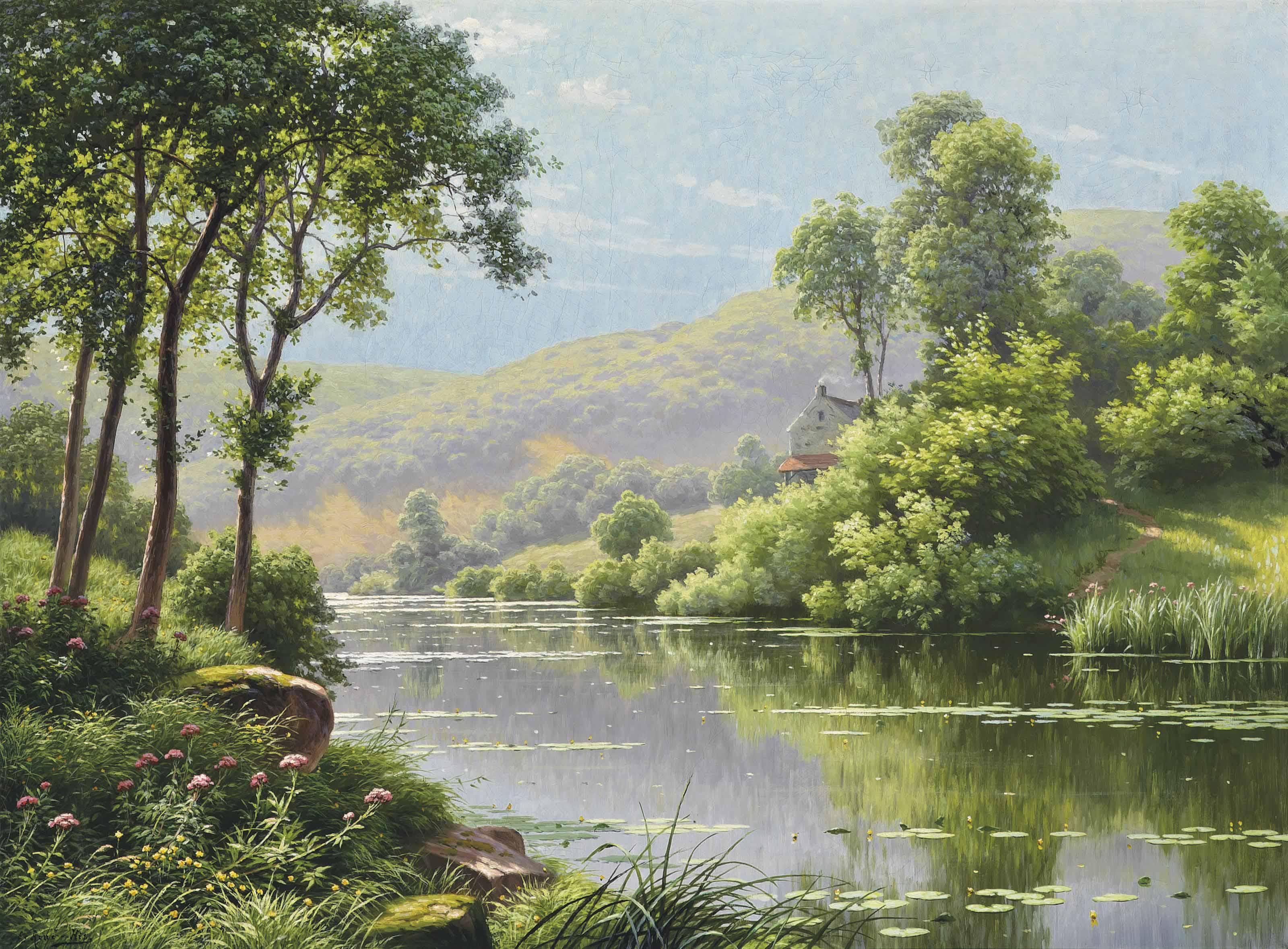 René Charles Edmond His - A Cottage By Still Waters