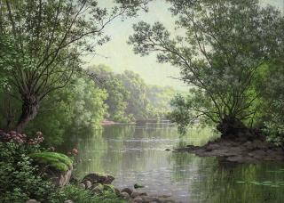 René Charles Edmond His - A quiet stretch of the river