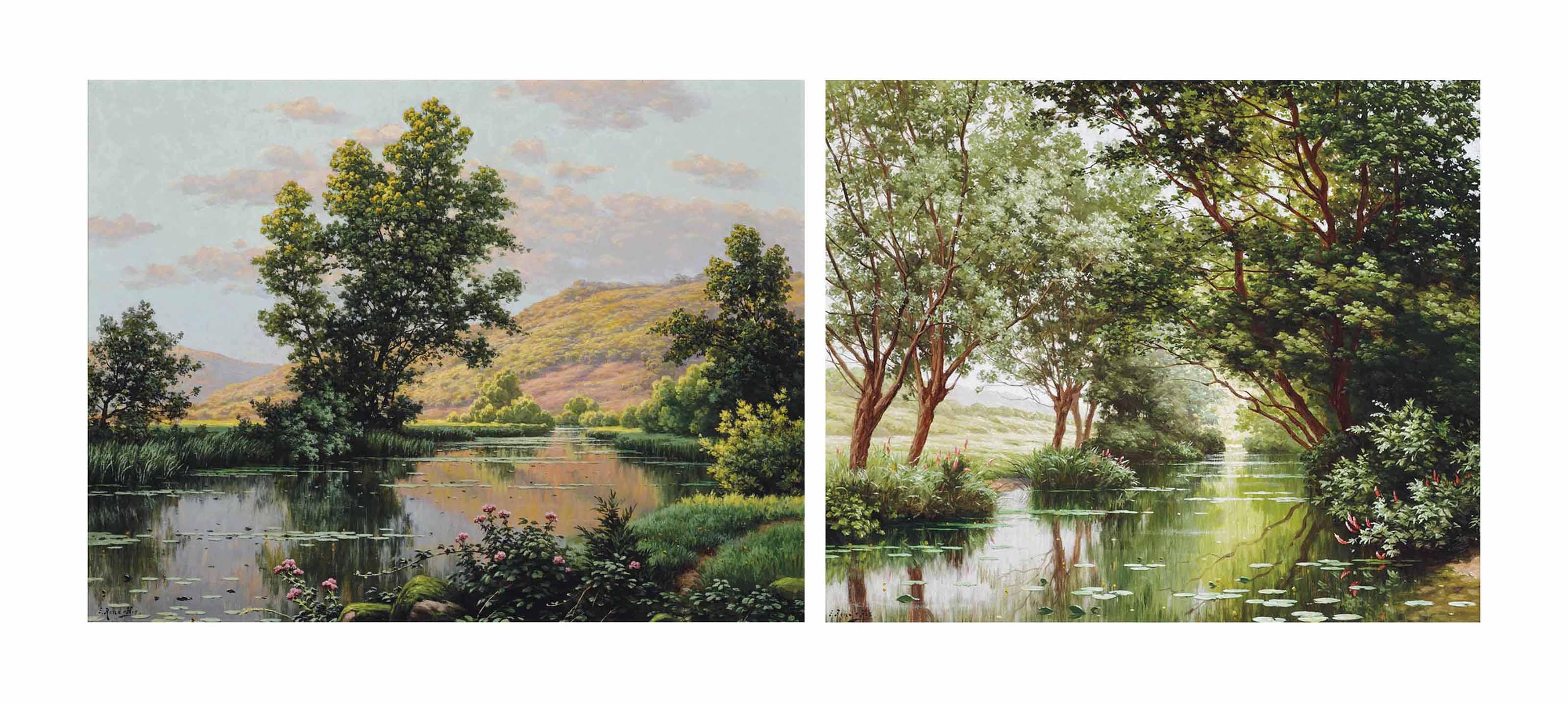 René Charles Edmond His - A River In The Hills; And Bords De L\'Eure