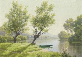 René Charles Edmond His - A summer day on the river