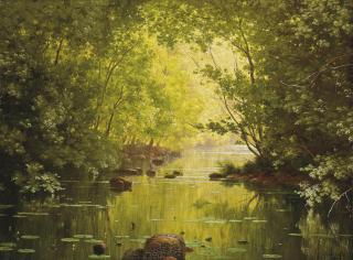 René Charles Edmond His - A tranquil stretch of the river