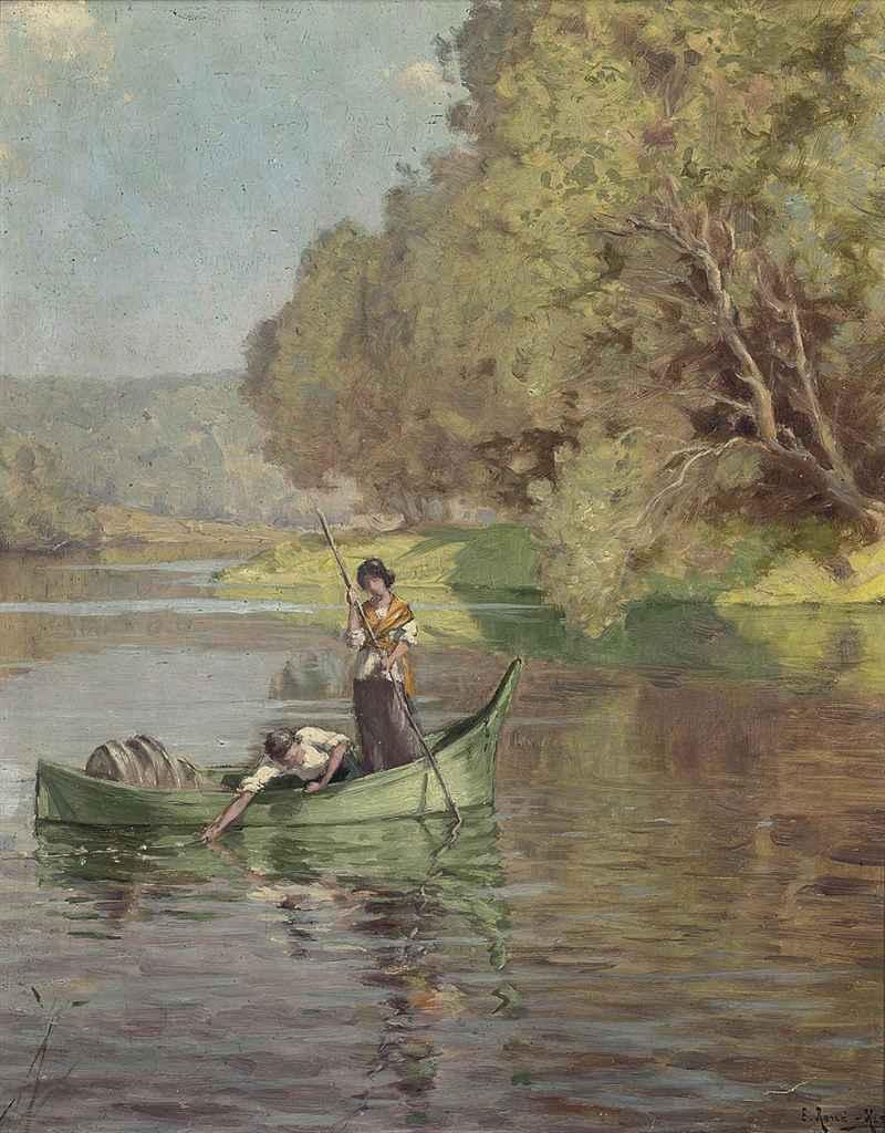 René Charles Edmond His - Drawing in the nets on the river